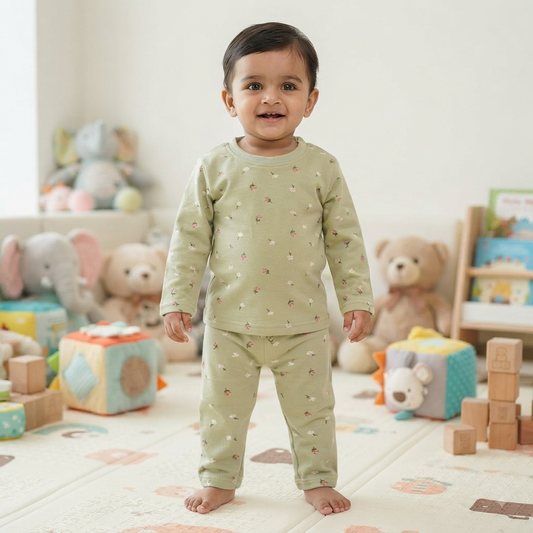 Little Flowers Full Sleeve Print Pant Set (5year to 6year)