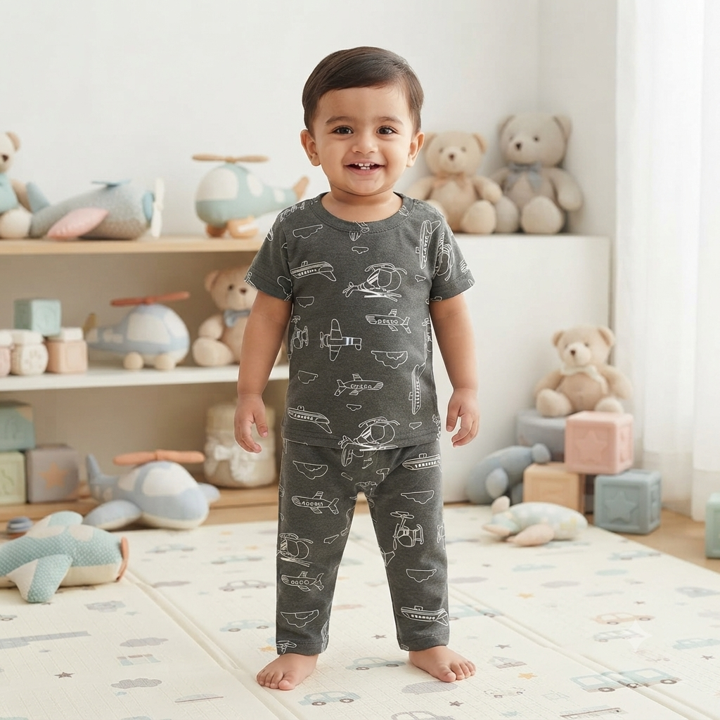 Multi Flights Print Pant Set (6month to 1year)