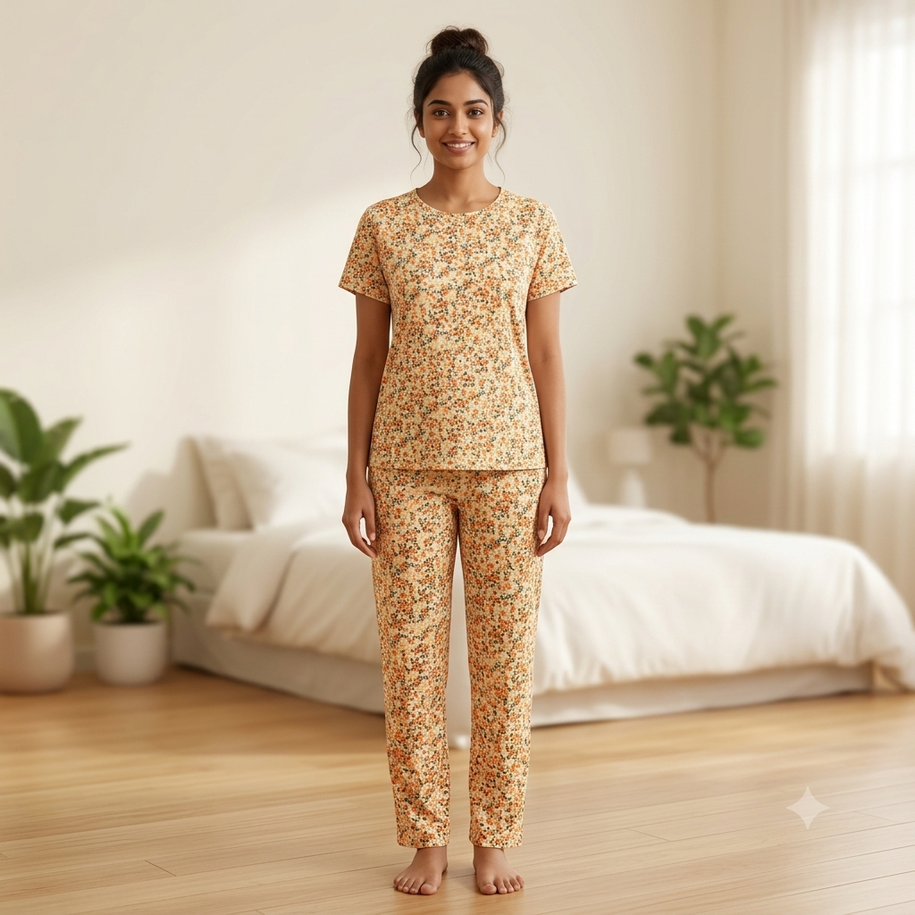 Yellow Multi Flower Print Pyjamas (S)