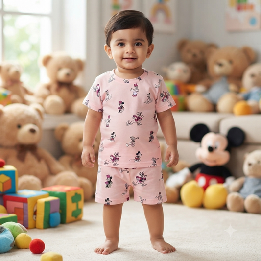 Pink Disney print Shorts Cordset (1year to 2year)