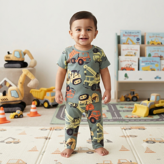 Construction Vehicle Print Pant Set (6month to 1year)