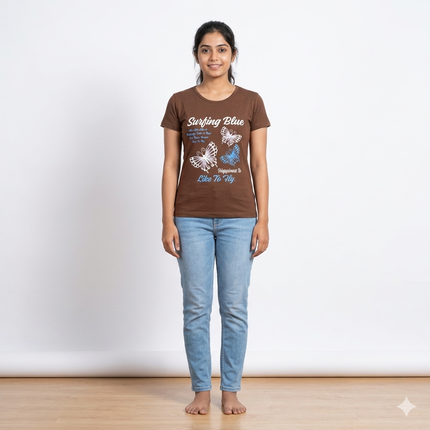 Coffee Brown Print Womens T-shirts