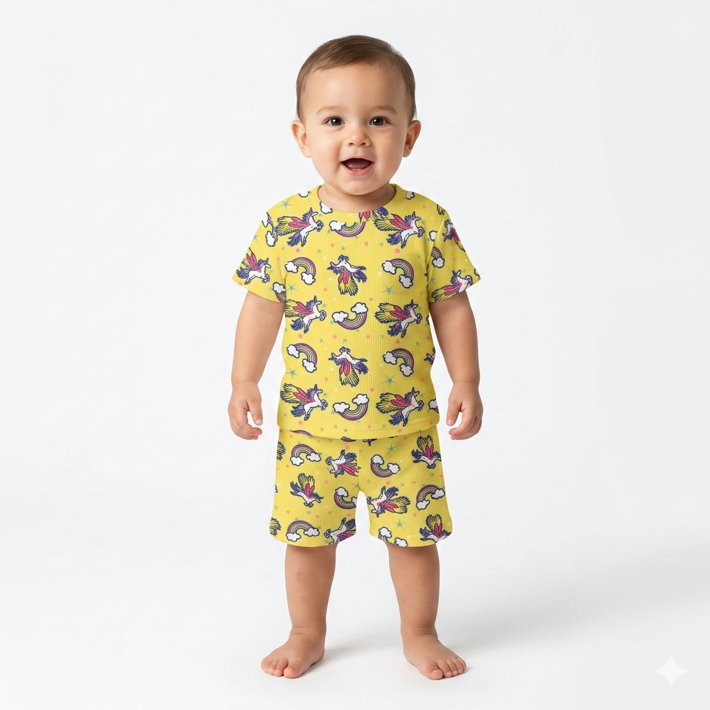 Unicorn Print Shorts Cordset (4year to 5year)