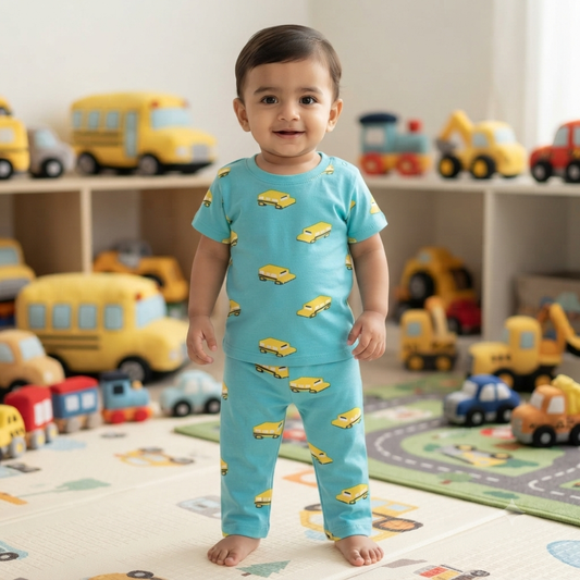 Yellow Truck Print Pant Set (1year to 2year)
