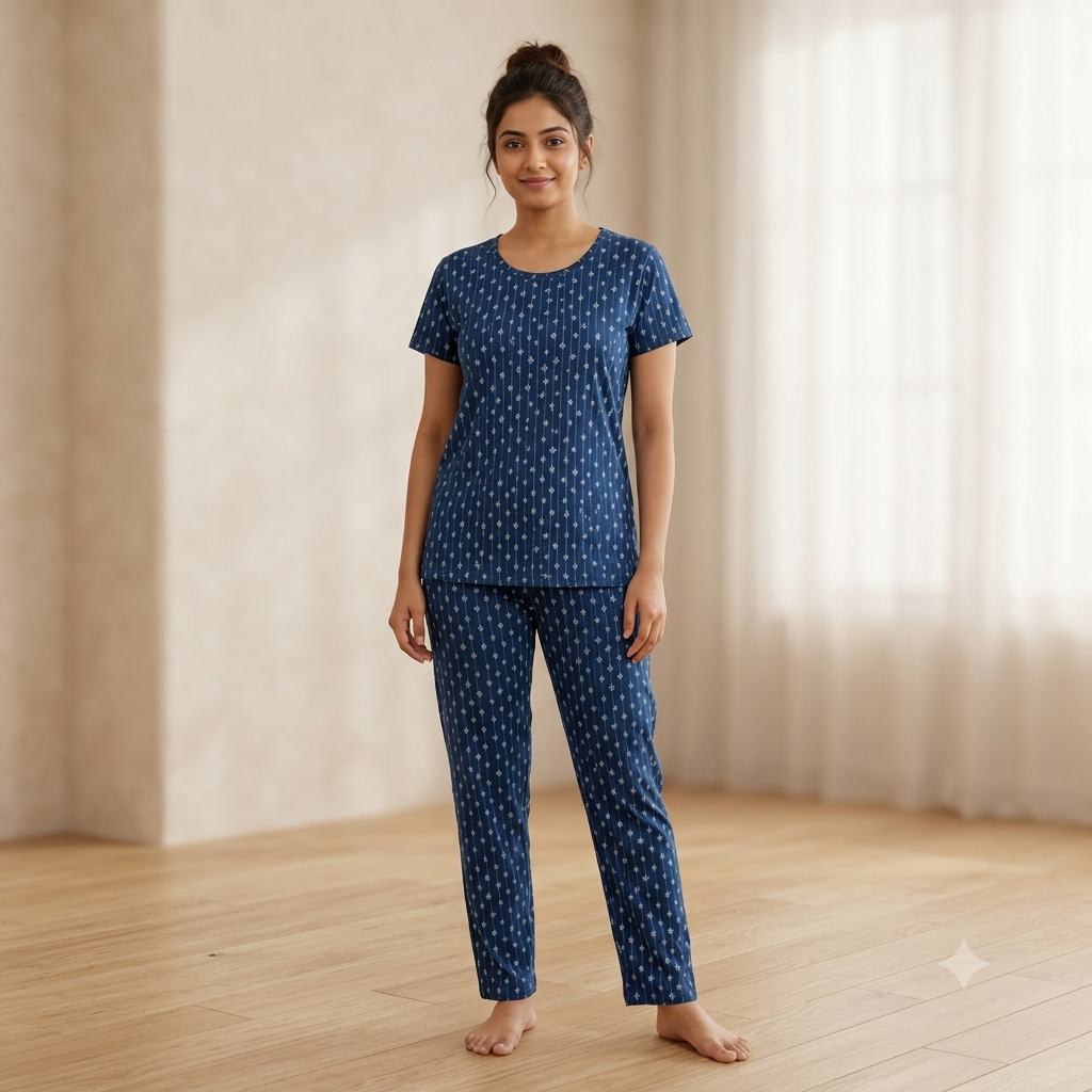 Blue Multi Dot Print Pyjamas (L)