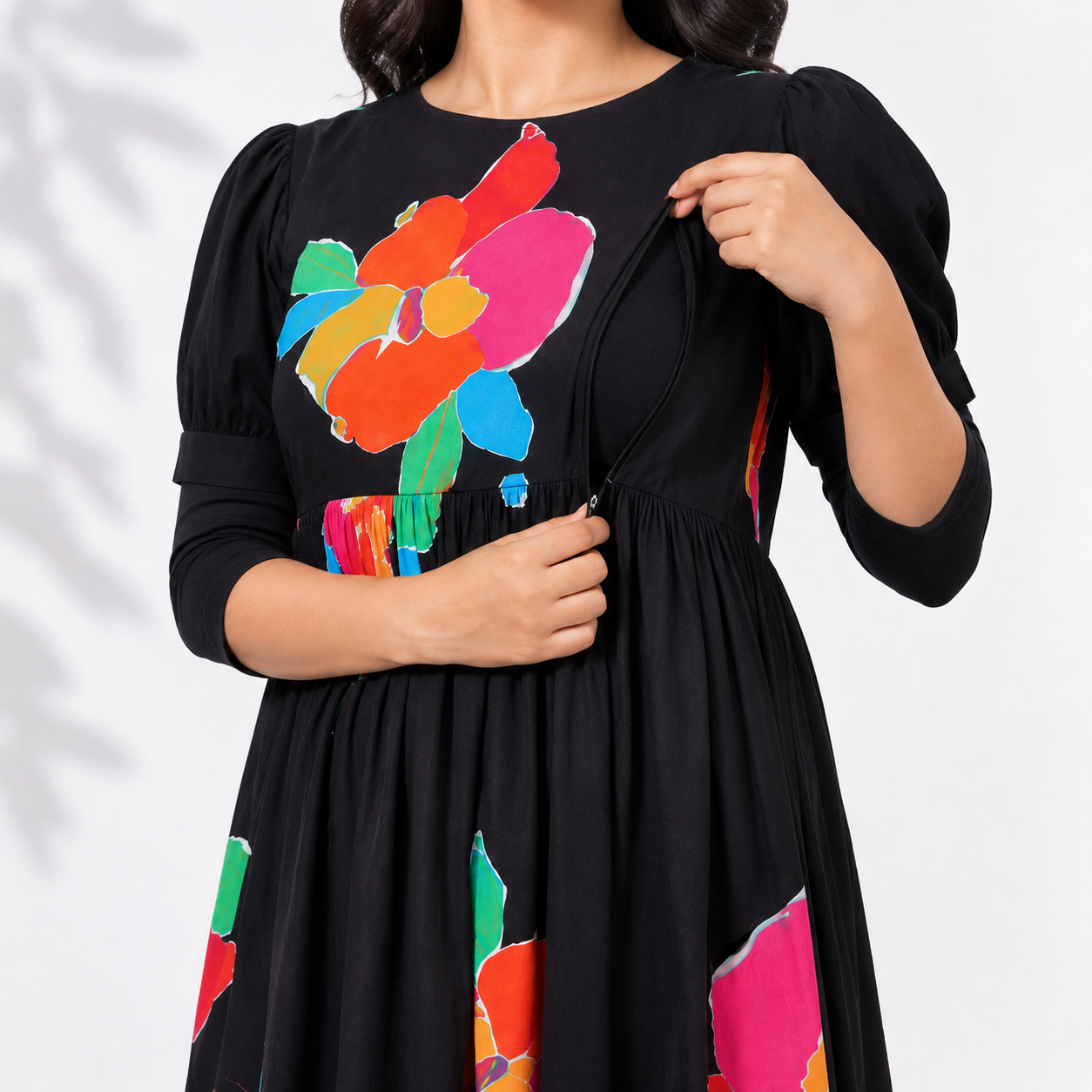 Black Feeding Maxi (Invisible Zip)