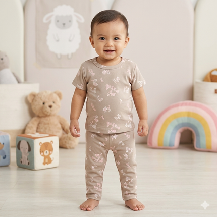Pink Flower Print Pant Set (2year to 3year)