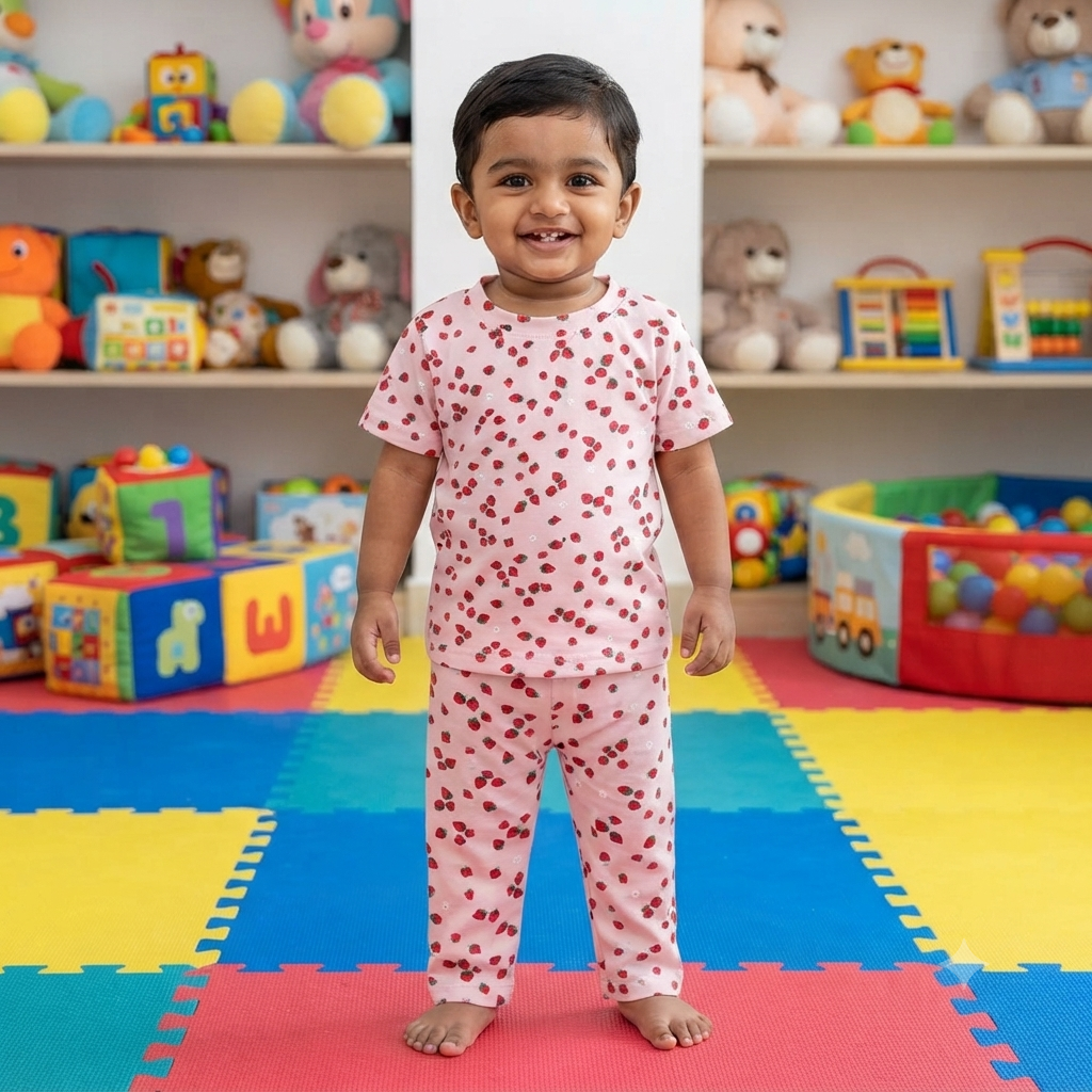 Multi Strawberry Print Pant Cordset (7year to 8year)
