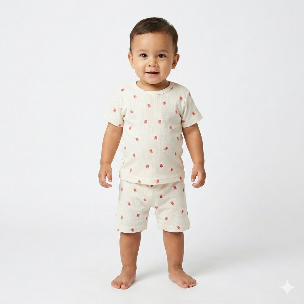 Popcorn Print Shorts Cordset (3year to 4year)