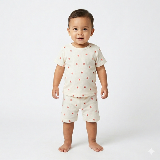 Popcorn Print Shorts Cordset (4year to 5year)