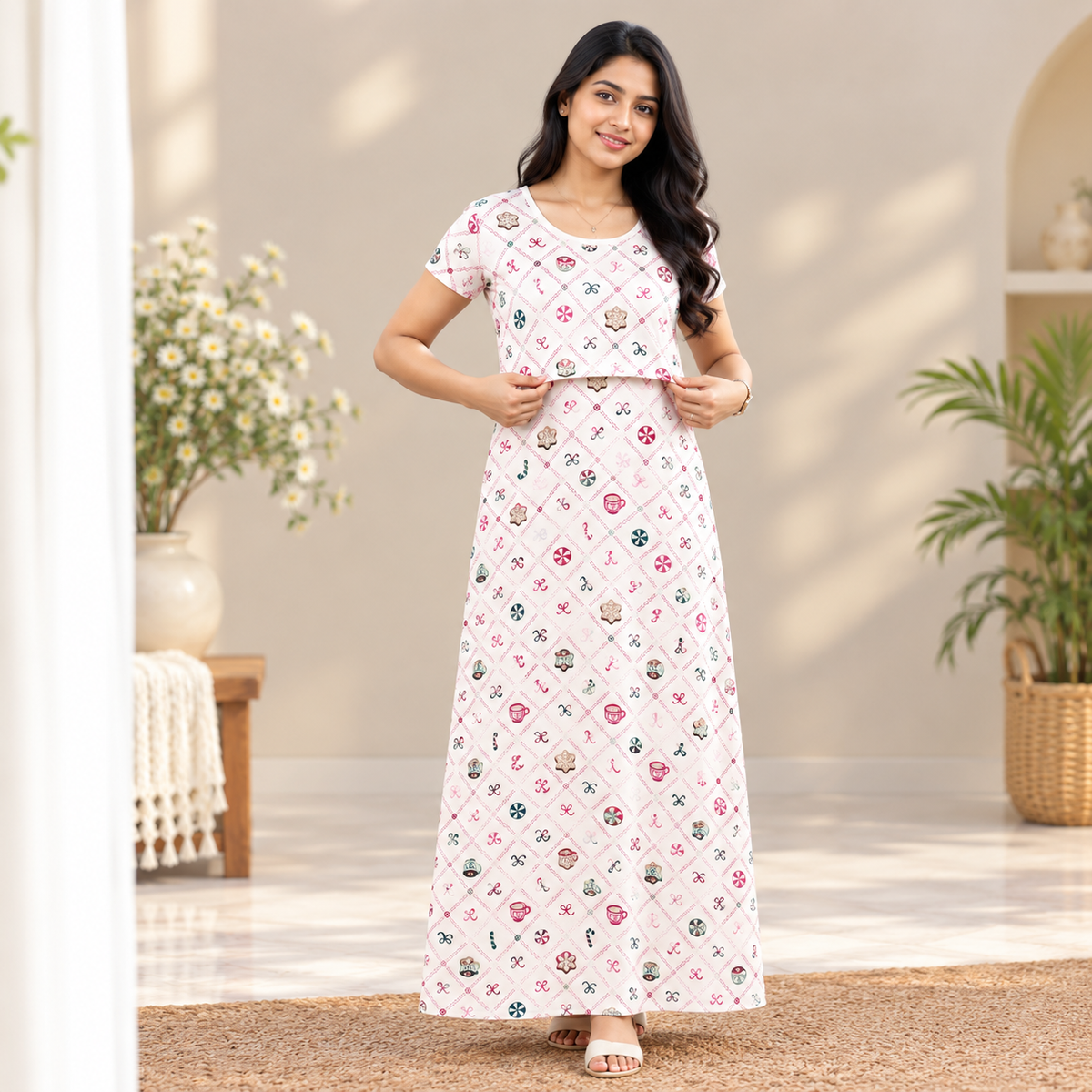 Unique Multi Print Zipless Feeding Loungewear (XXL)