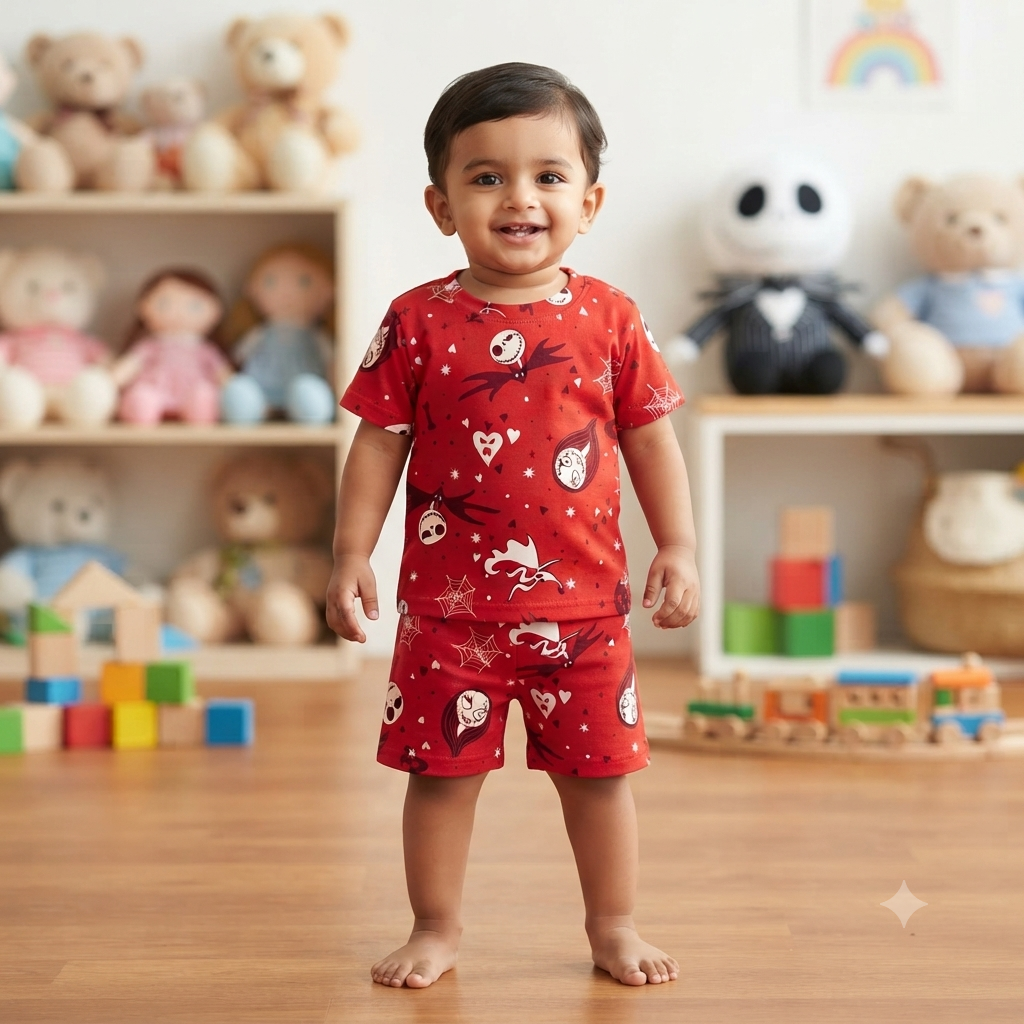 Red Devils Print Shorts Cordset (2year to 3year)