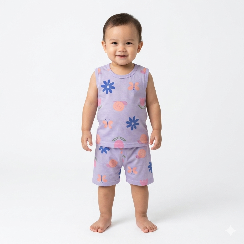 Mixed butterflies Print Sleeveless Shorts Cordset (4year to 5year)