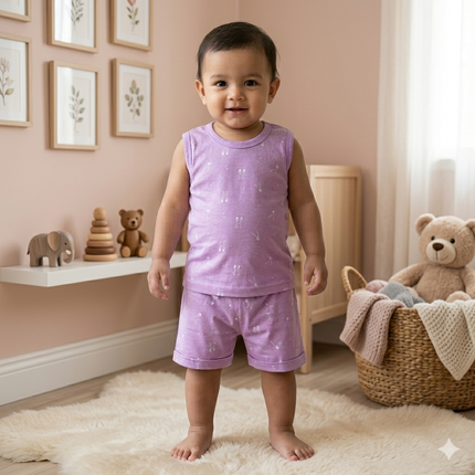 Unique Print Sleeveless Shorts Cordset (2year to 3year)