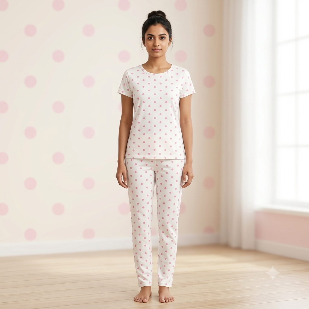 Pink Dot Print Pyjamas (XXL)