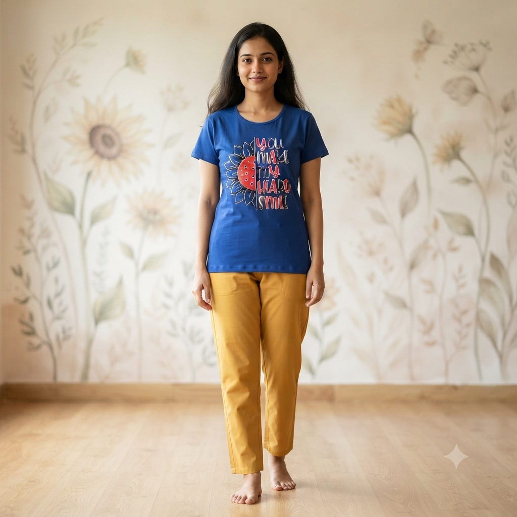 Blue Beautiful Print Womens T-shirts (L)