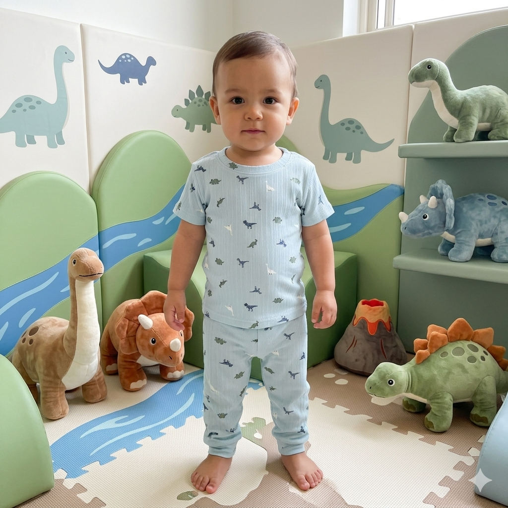 Little Dino Print Premium ribbed pant Cordset (4year to 5year)