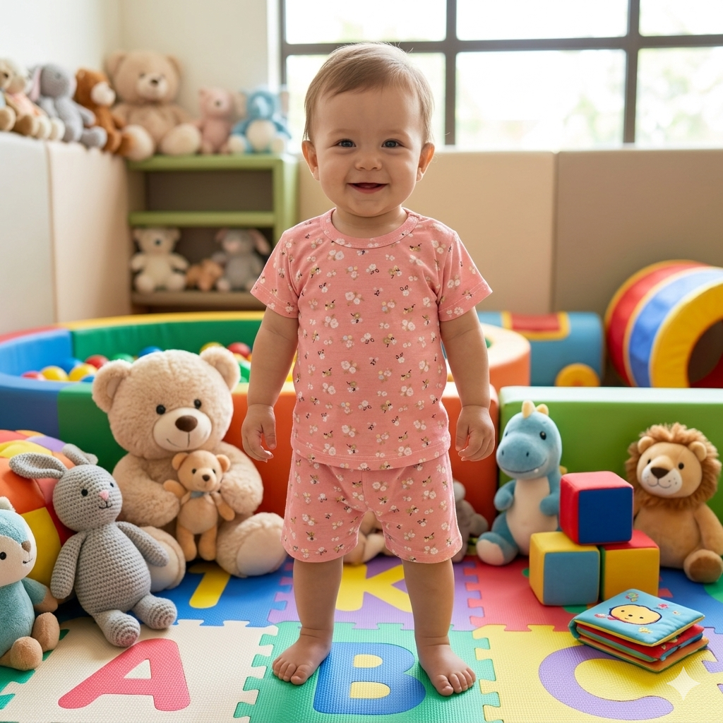 Pink Flower Print Shorts Set (1year to 2year)