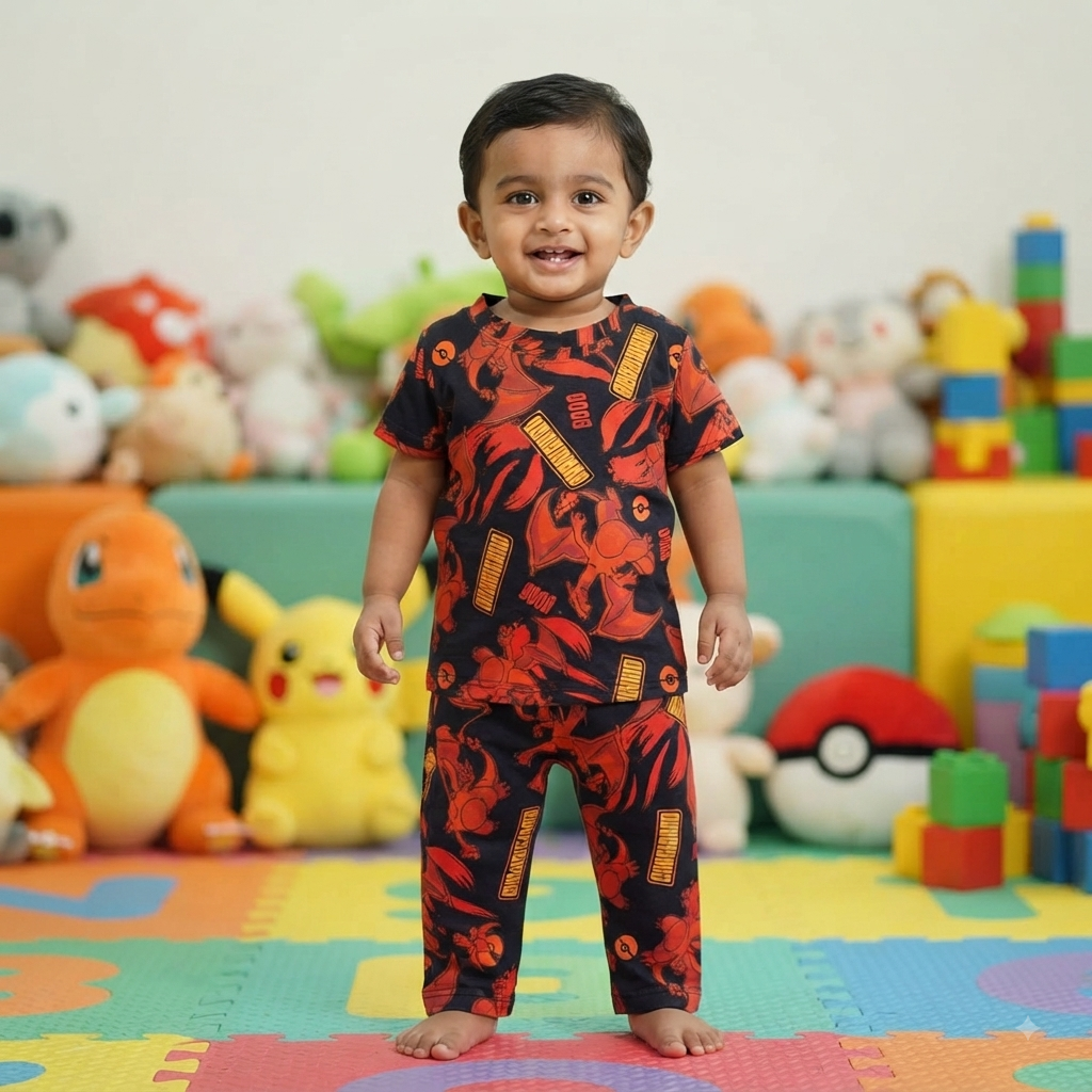 Red AOP Print Pant Set (2year to 3year)