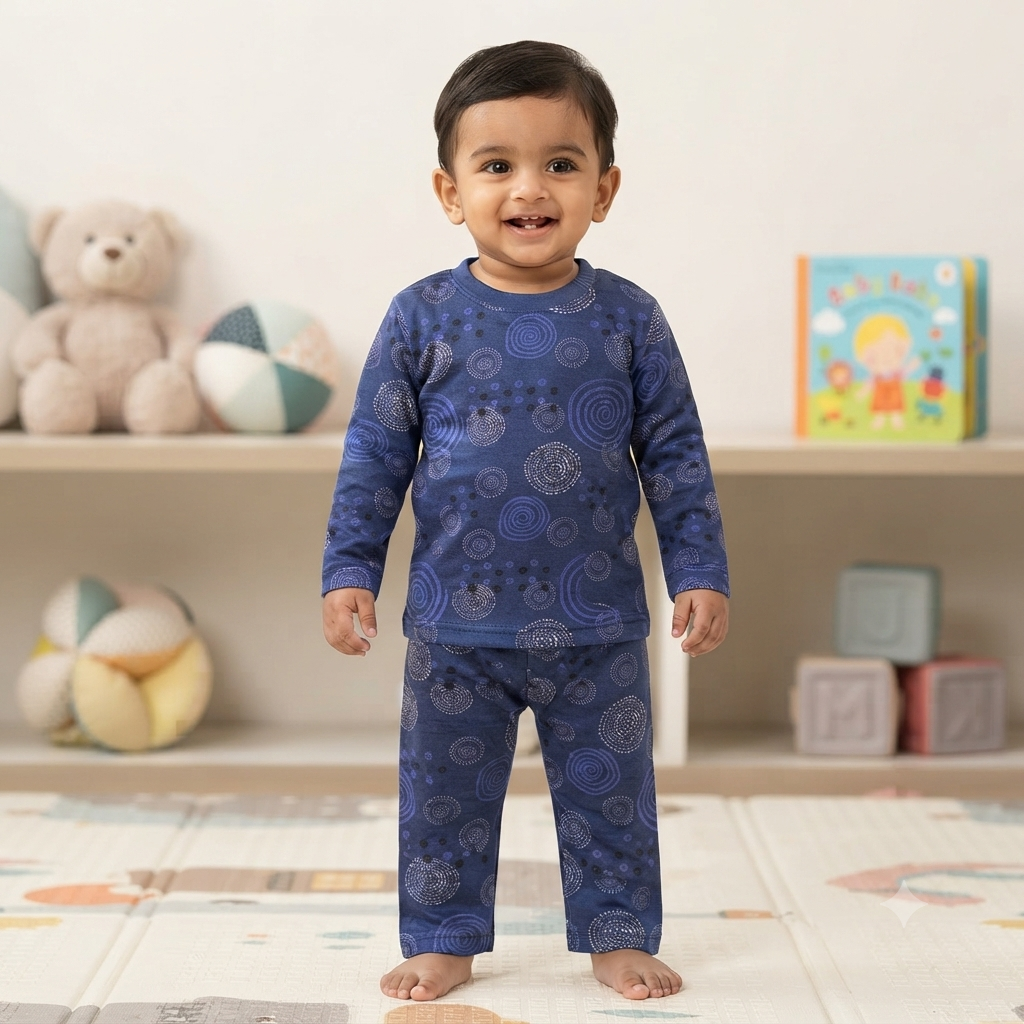 Blue Unique Print Full Sleeve Pant Set (4year to 5year)