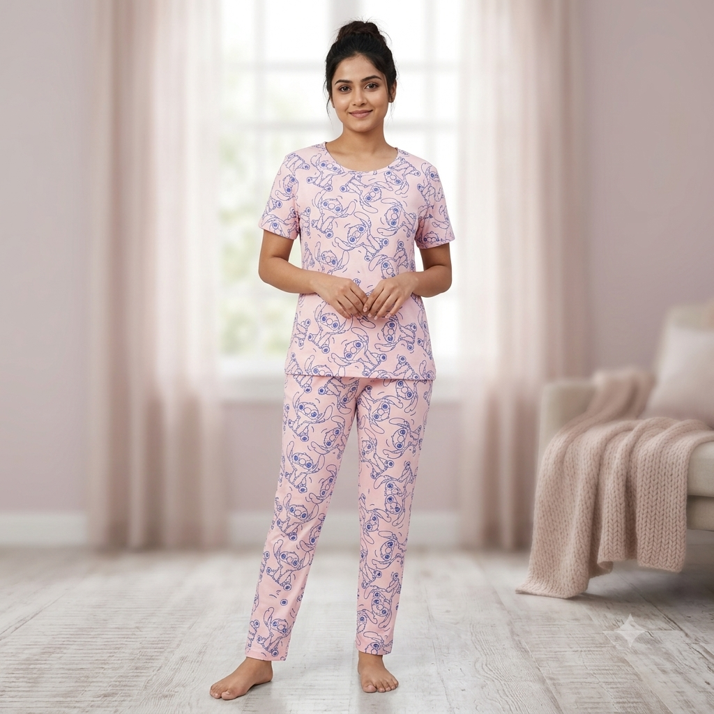 Pink Stitch Print Print Pyjamas (XL)