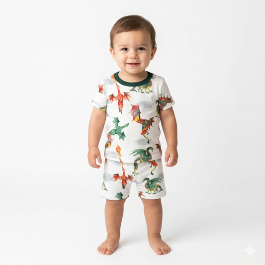 Cute Dragon Print shorts set (6month to 1year)