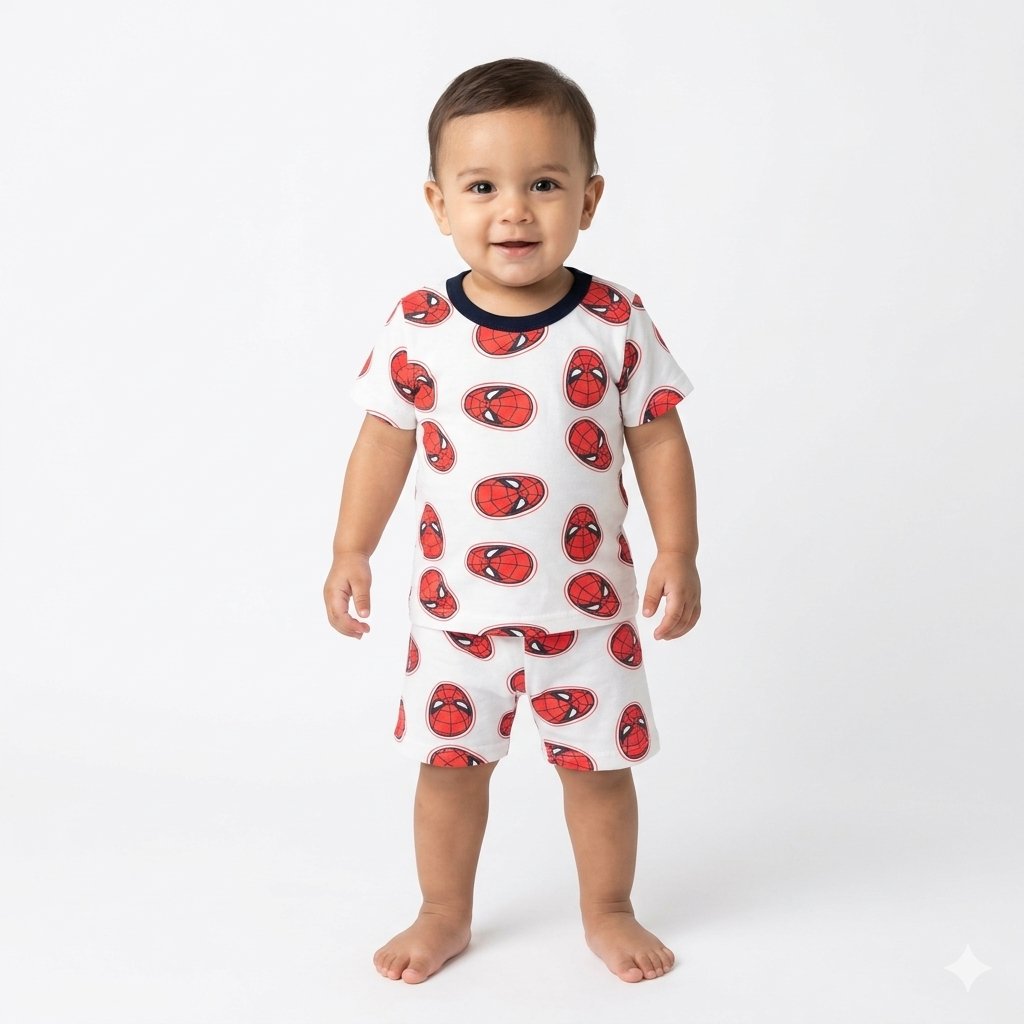 Spider Print shorts set (6month to 1year)