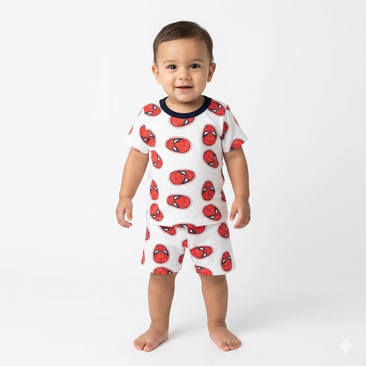 Spider Print shorts set (6month to 1year)