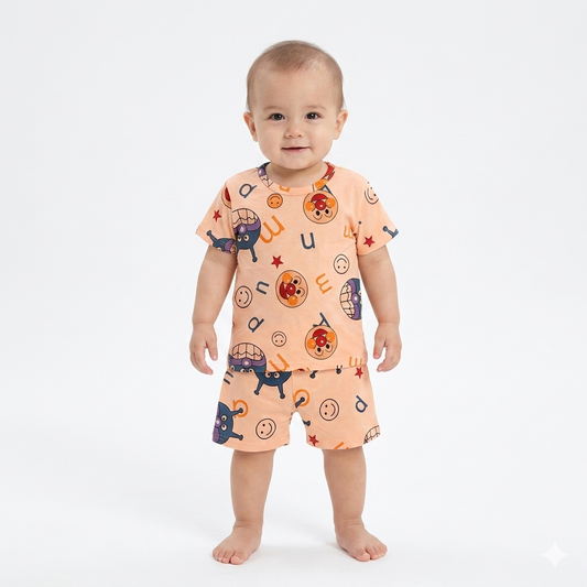 Alphabet & Cartoon Print shorts set (1year to 2year)