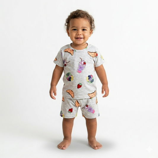 Snacks Print shorts set (6month to 1year)