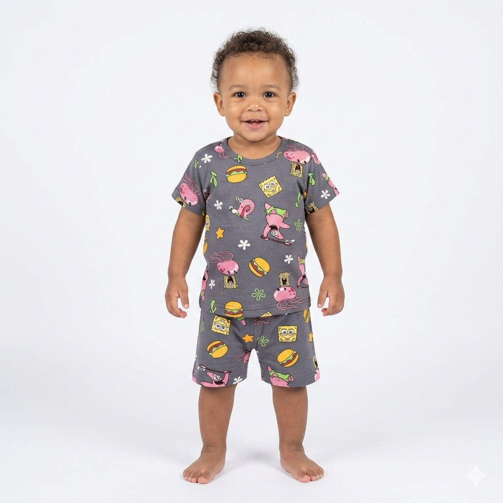 Cartoon Print shorts set (1year to 2year)