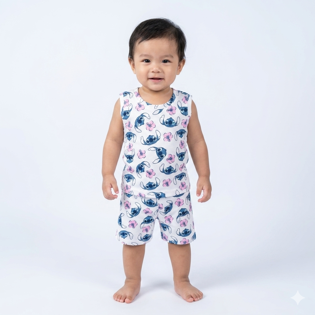 Cartoon Print Premium ribbed shorts cordset (4year to 5years)
