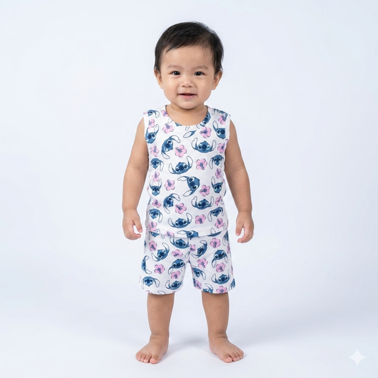 Cartoon Print Premium ribbed shorts cordset (4year to 5years)