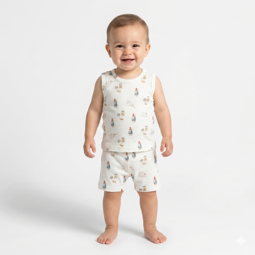 Toy Print sleeveless shorts cordset (1year to 2year)