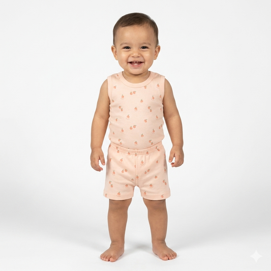 Fruit Print sleeveless shorts cordset (2year to 3year)
