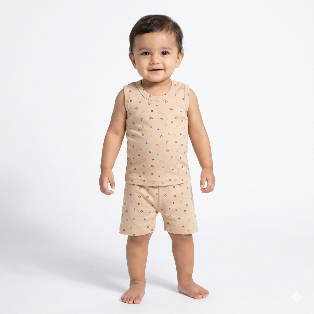 Star Print sleeveless shorts cordset (2year to 3year)