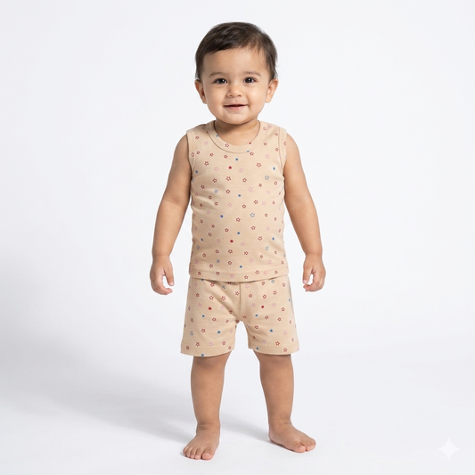 Star Print sleeveless shorts cordset (2year to 3year)