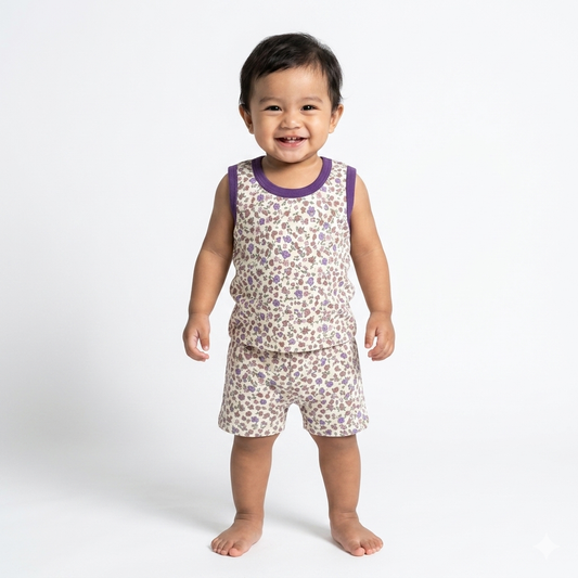 Flower Print sleeveless shorts Cordset (1year to 2year)
