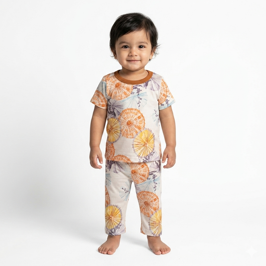 Orange Print Pant Cordset (6month to 1year)