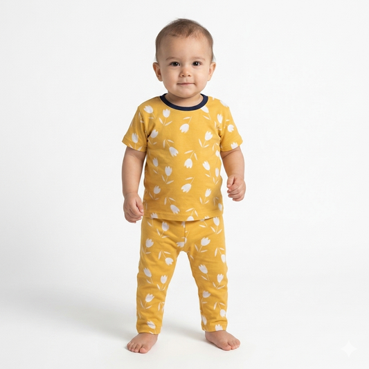 Yellow Print Pant Cordset (2year to 3year)