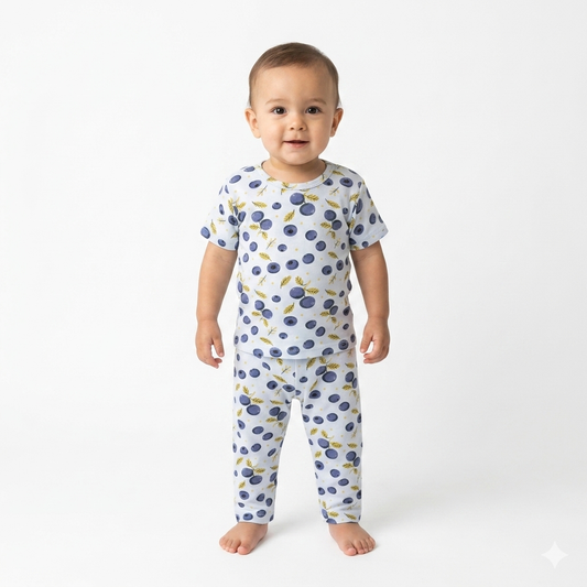 Blue Berry Print Premium ribbed pant Cordset (1year to 2year)