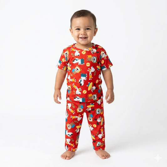 Dog Playing Print Premium ribbed pant Cordset (5year to 6year)