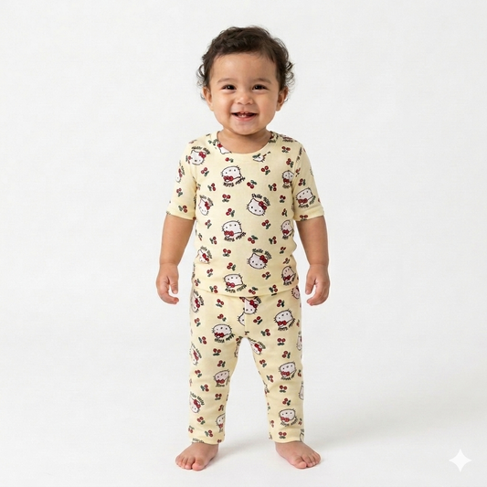Hello Kitty print Premium ribbed pant Cordset (4year to 5year)
