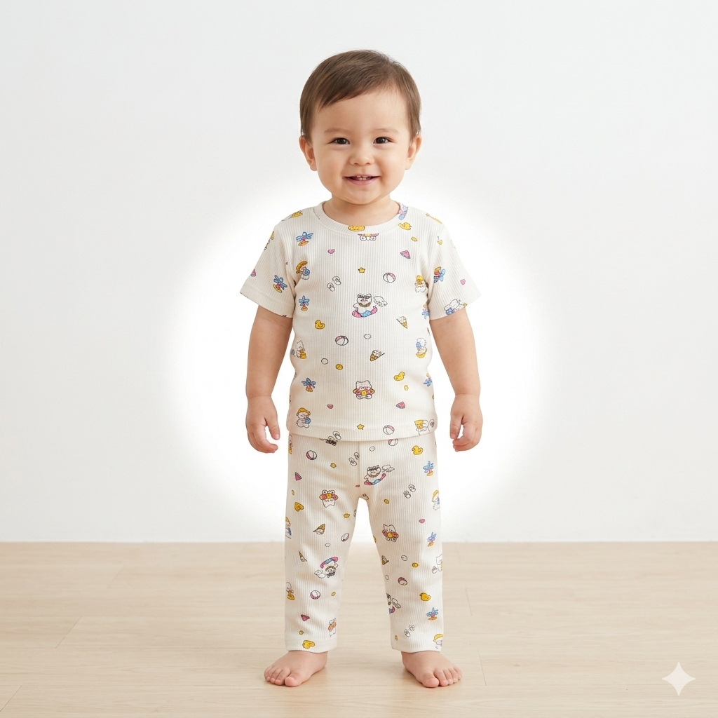 Cute Print Premium ribbed pant Cordset (1year to 2year)