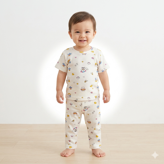 Cute Print Premium ribbed pant Cordset (1year to 2year)