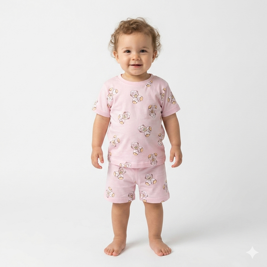 Teddy Print Short Cord Set (7years to 8years)
