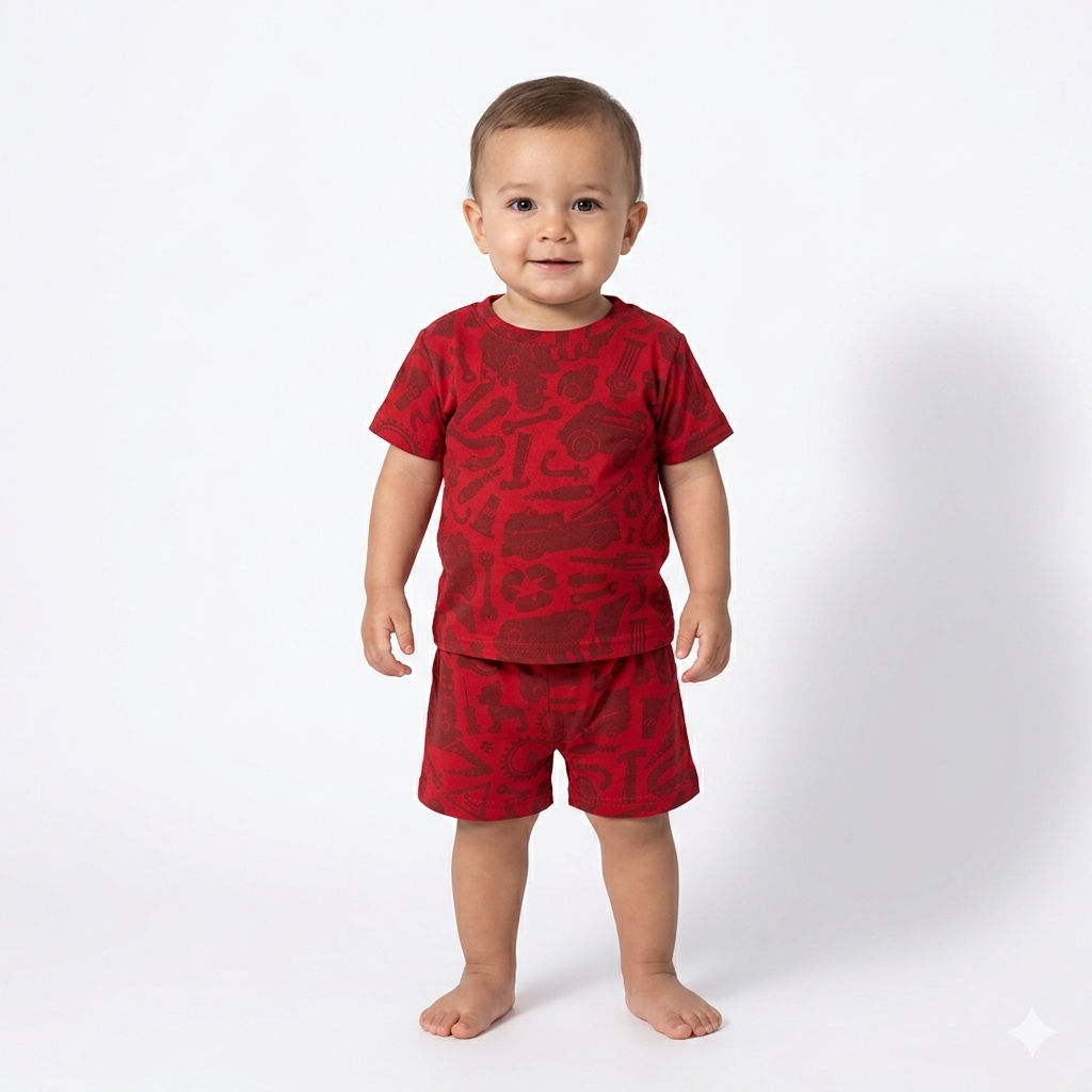 Red Car Print Short Cord Set (7years to 8years)