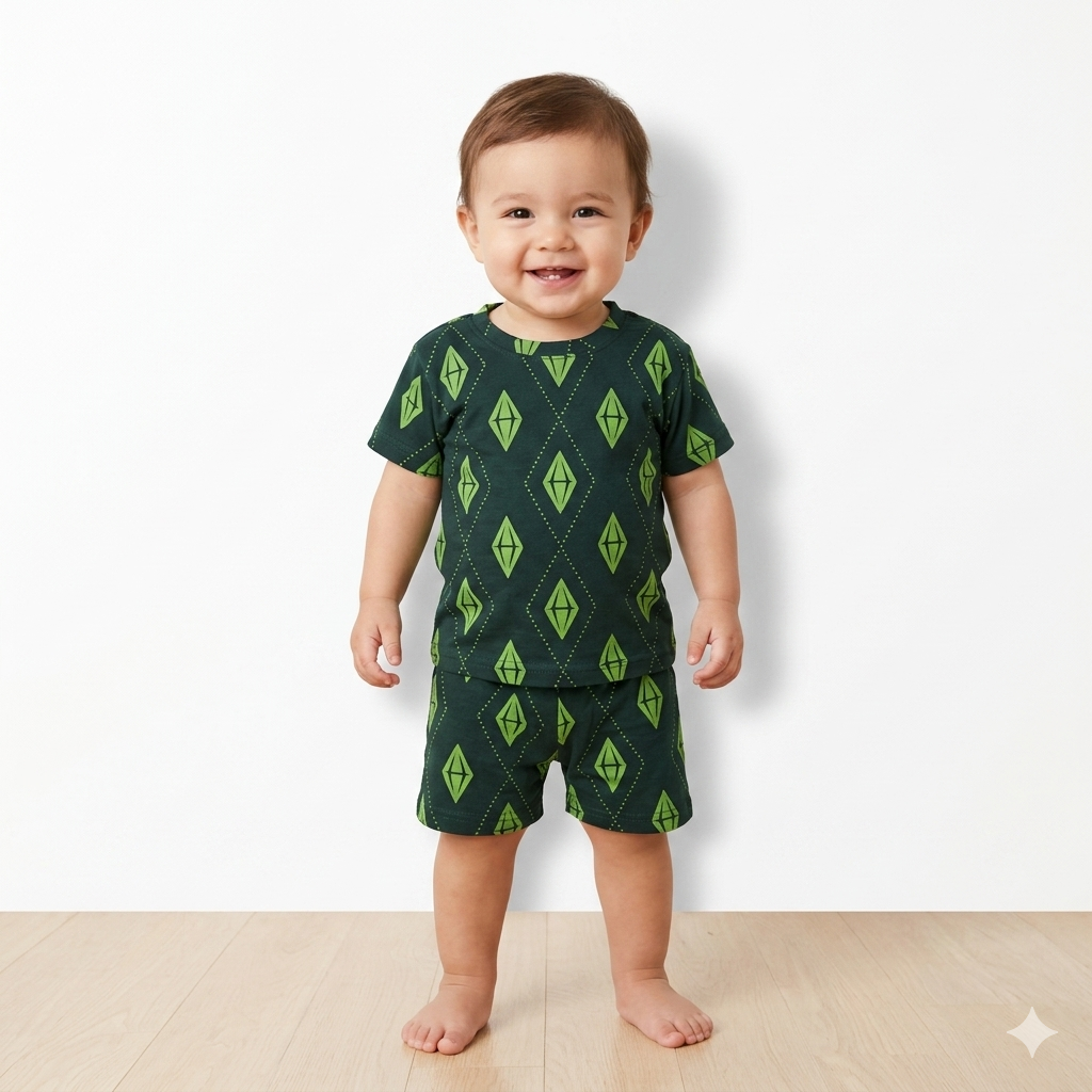 Unique Print Short Cord Set (7years to 8years)