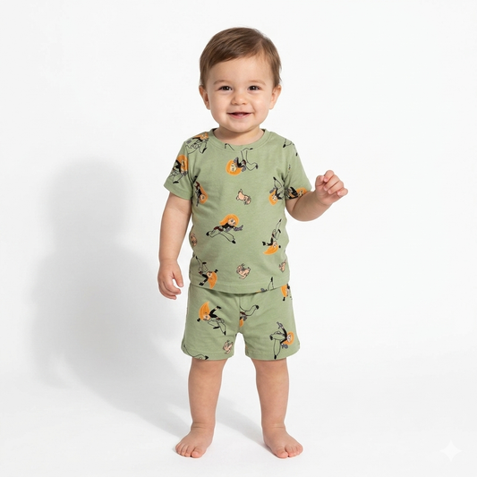 Cartoon Print Short Cord Set (7years to 8years)
