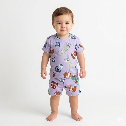 Multi Cartoon Print Short Cord Set (7years to 8years)